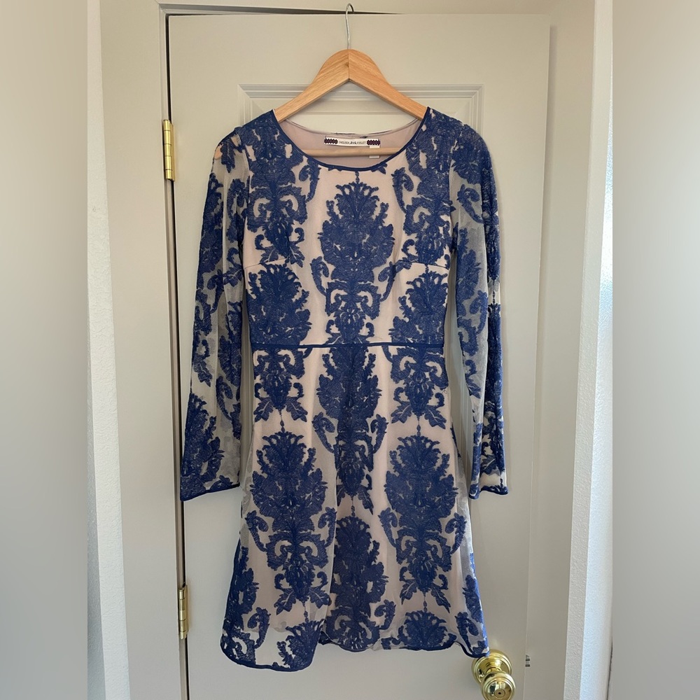 Chelsea & Violet Blue Embroidered Short Dress